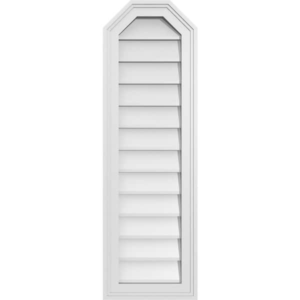 Ekena Millwork 12 in. x 38 in. Octagonal Top Surface Mount PVC Gable Vent: Decorative with Brickmould Frame