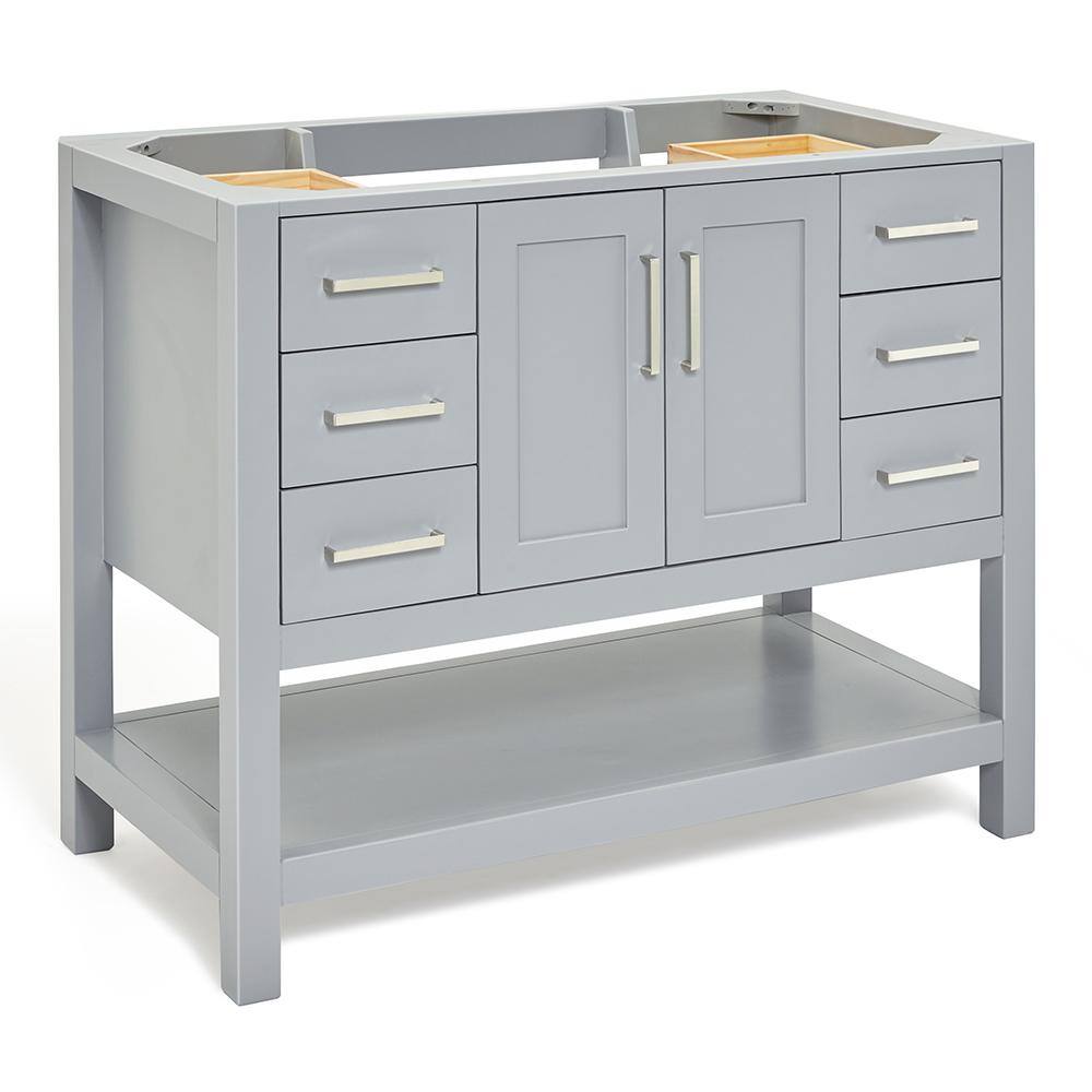 Gray Solid Wood 42'' Single Freestanding Bathroom Vanity Base