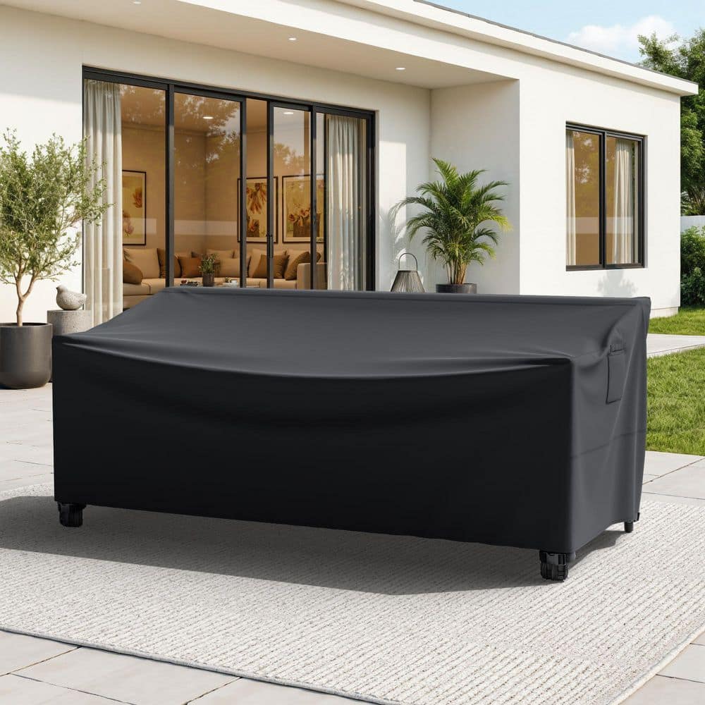 600D Oxford Outdoor 3-Seat Sofa Cover, Waterproof Patio Furniture Cover, 78 in. W x 38.6 in. D x 30 in. H, Black