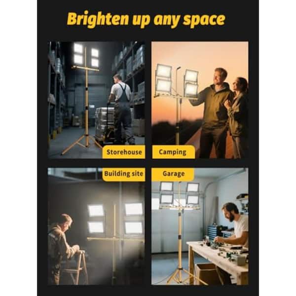 120-Volt 32000 Lumen LED Tripod Work Light Corded Electric Adjustable 76 in. Tool Only for Jobsite