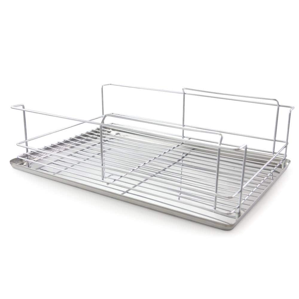 18.5 Inch Chrome Metal Dish Drying Rack with Utensil Cup