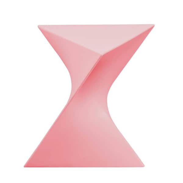 Leisuremod Randolph 15.75 in. Triangle Accent End Table with Plastic Talbrtop Lightweight Side Table in Pink (Set of 2)