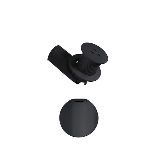 Pass & Seymour Black Kitchen Countertop Outlet & 1-Gang Brushed Metal Wall Plate Lid Combo