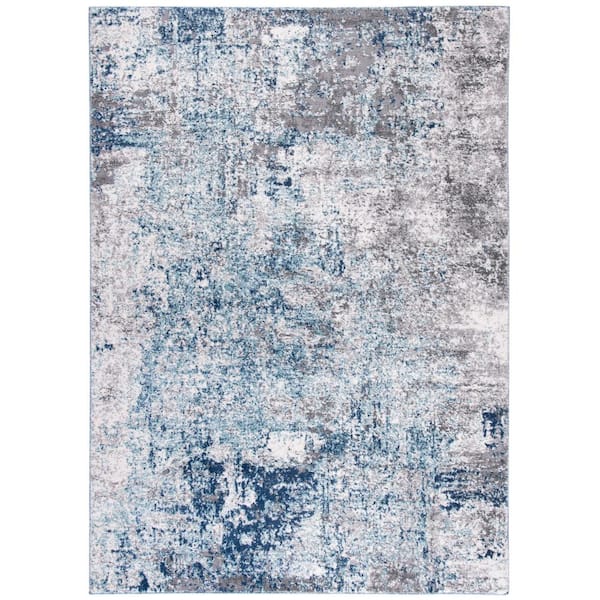 SAFAVIEH Aston Light Blue/Gray Doormat 3 ft. x 5 ft. Distressed Abstract Area Rug