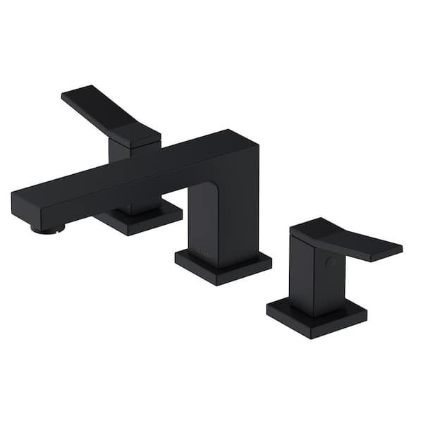 Avian 8 in. Widespread 2-Handle Bathroom Faucet with Metal Touch Down Drain in Satin Black
