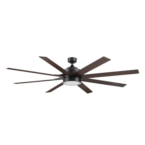 Honeywell Xerxes 70 in. Indoor/Outdoor Matte Black Color Changing LED Modern Ceiling Fan with Remote Control & Dual Finish Blade