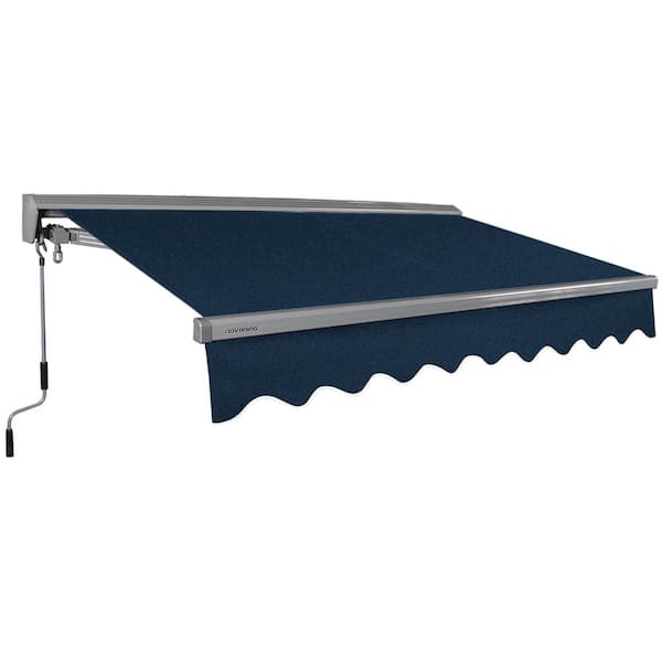 Advaning 8 ft. Classic Series Semi-Cassette Manual Retractable Patio Awning, Navy (7 ft. Projection)