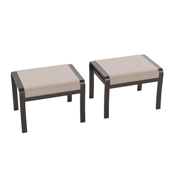 2 Pieces Aluminum Weather-Resistant Patio Outdoor Patio Ottoman with Sand Cushion