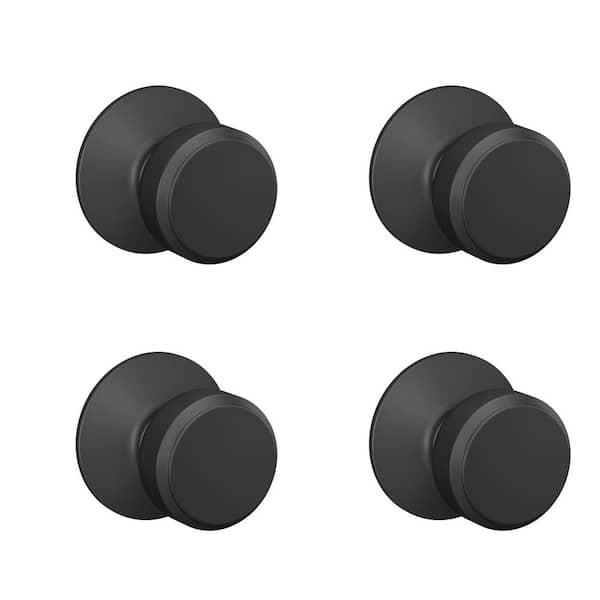 Bowery Matte Black Passage Hall/Closet Doorknob (4-Pack)