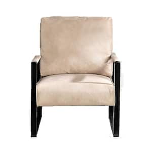 Hosam Light Camel 25.4 in. Microfiber Upholstery Metal Arm Chair (Set of 1)