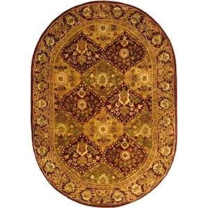 Antiquity Wine 8 ft. x 10 ft. Oval Border Area Rug