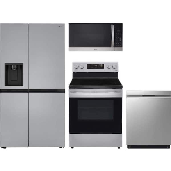 27 cu. ft. Standard Depth Refrigerator with 5 Burner Freestanding Electric Range and Dishwasher with QuadWash