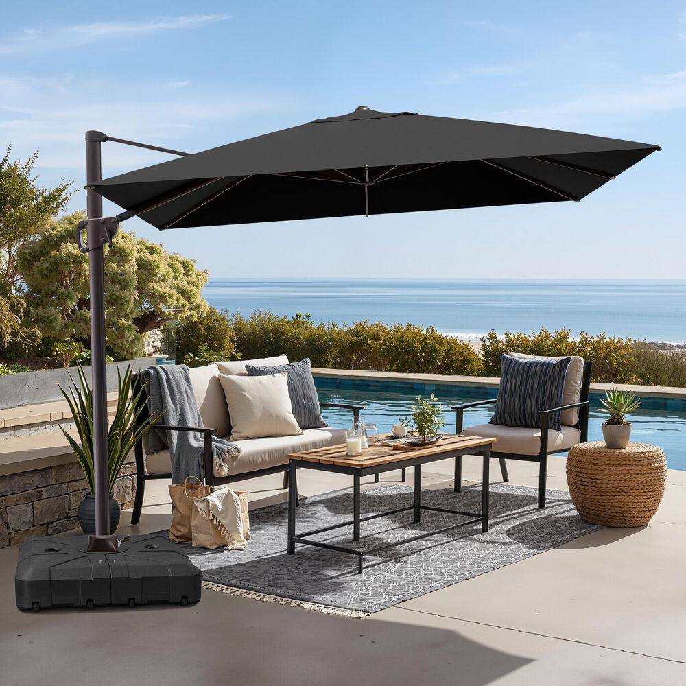 11 ft. x 9 ft. Rectangular Outdoor Cantilever Patio Umbrella in Black with 260 lbs. Base Stand price history on PriceWatchPro
