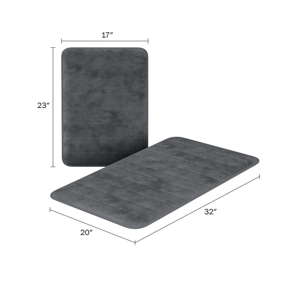 Gray Memory Foam 4-Piece Bathroom Rug Set