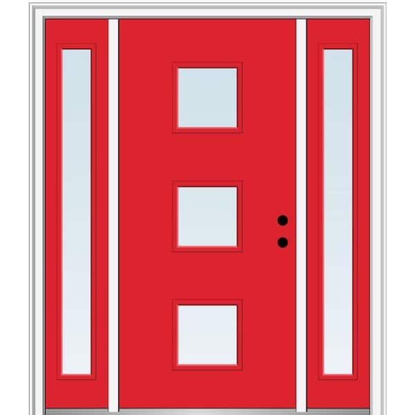 MMI Door 68.5 in. x 81.75 in. Aveline Left-Hand Inswing 3-Lite Clear Low-E Painted Fiberglass Prehung Front Door with Sidelites