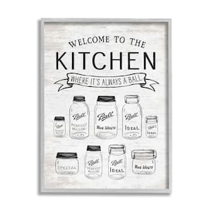 Kitchen Where It's A Ball Pun Country Jar By Lettered and Lined Framed Print Abstract Texturized Art 11 in. x 14 in.