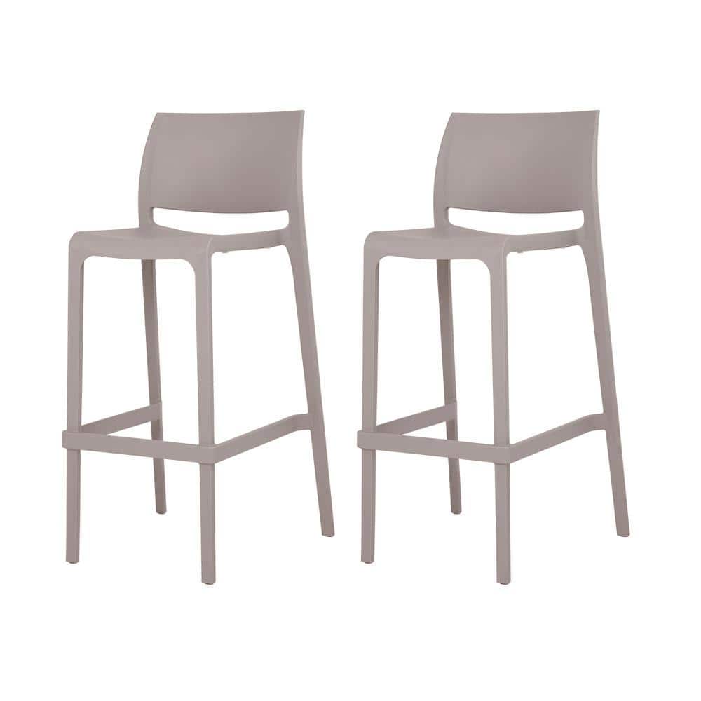 Lagoon Sensilla Taupe 40.60 in. Low Back Resin Stackable Bar Stool (Set of 2)  7211G6-BSLGS - The Home Depot