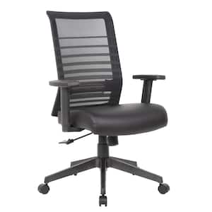 Antimicrobial Vinyl Adjustable Height Ergonomic Mesh Task Chair in Black/Black with Adjustable Arms