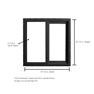 47.5 in. x 47.5 in. Select Series Left Hand Horizontal Sliding Vinyl Black Window with White Int, HPSC Glass and Screen