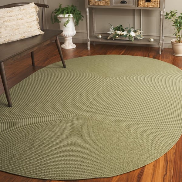 Braided Sage 5 ft. x 8 ft. Machine Washable Solid Color Gradient Oval Area Rug