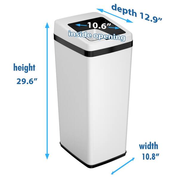 iTouchless 14 Gal. / 53 Liter White Sliding Lid Household