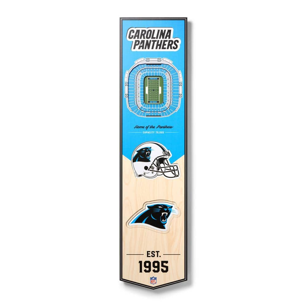 Youthefan Nfl Carolina Panthers Wooden 8 In. X 32 In. 3d Stadium Banner 