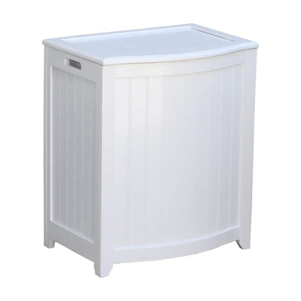 Oceanstar White Wainscot Style Bowed Front Laundry Hamper