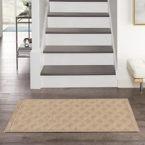 Washable Jute Natural 2 ft. x 4 ft. Solid Geometric Contemporary Runner Area Rug