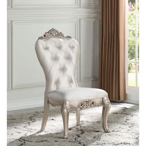 Gorsedd Side Chair (Set-2) in Cream Fabric and Golden Ivory Finish