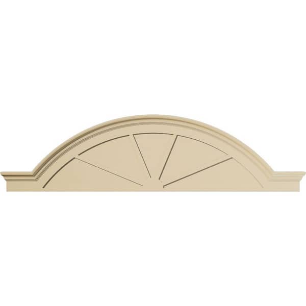 Ekena Millwork 86-in W x 22-1/2-in H x 2-1/2-in P Segment Arch W/Flankers 4-SpokeSignature Urethane Pediment, Primed Tan