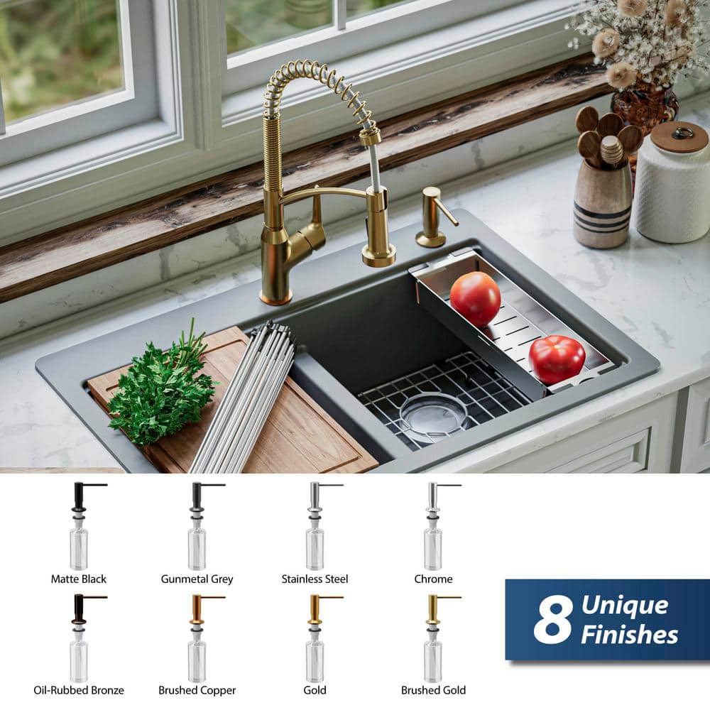 Brushed Gold Brass Kitchen Soap Dispenser