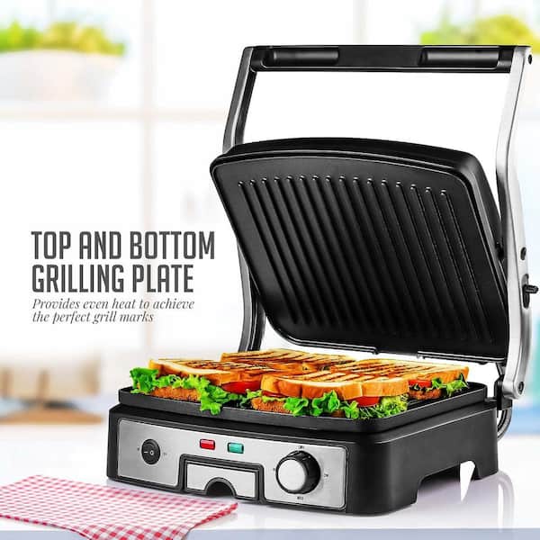 OVENTE Copper Electric Panini Press Grill, 2-Slice 1000-Watt Heating Plate,  Drip Tray Included GP0620CO - The Home Depot