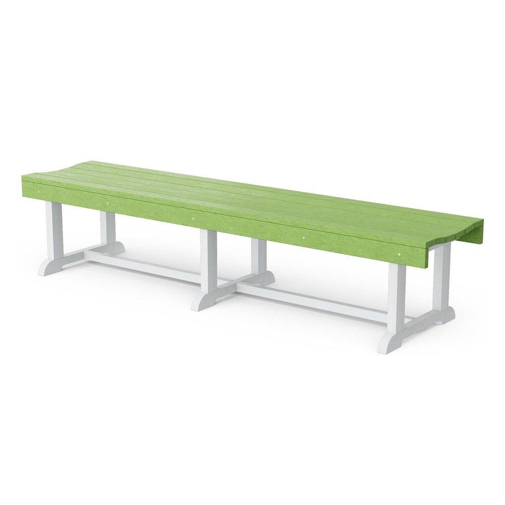 Heritage 68 in. Lime Green and White HDPE Plastic Outdoor Patio Backless Bench price history on PriceWatchPro