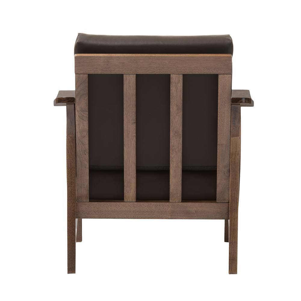 Eco-Friendly Mid-Century Modern Brown Faux Leather Accent Chair