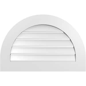 30 in. x 20 in. Round Top White PVC Paintable Gable Louver Vent Functional