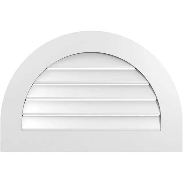 Ekena Millwork 30 in. x 20 in. Round Top White PVC Paintable Gable Louver Vent Functional