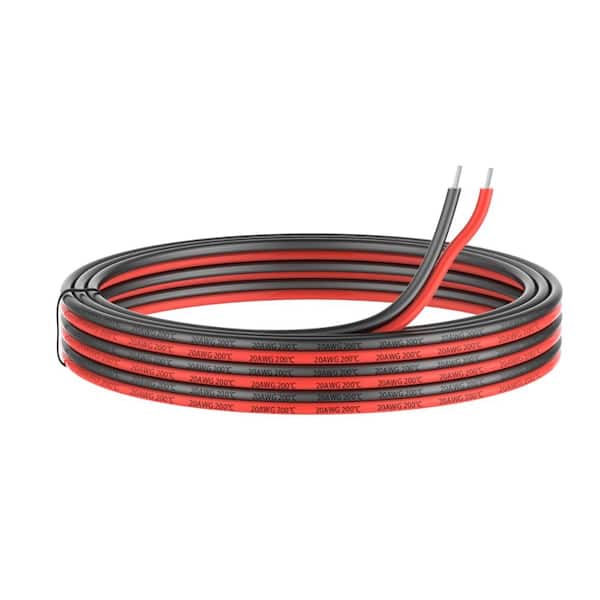 20 AWG Silicone Electrical Wire 2 Conductor 50 Ft Black and Red Flexible Tinned Copper Hook Up Wire 600V