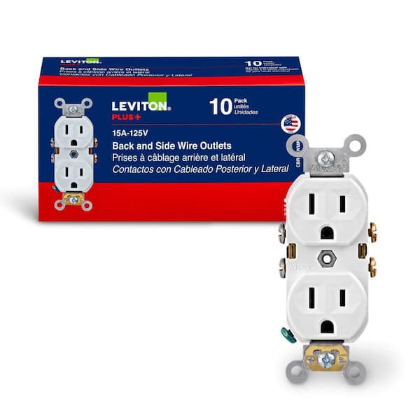 15 Amp 125 V Commercial Grade Duplex Outlet/Receptacle, White (10-Pack) CBR15-WMP