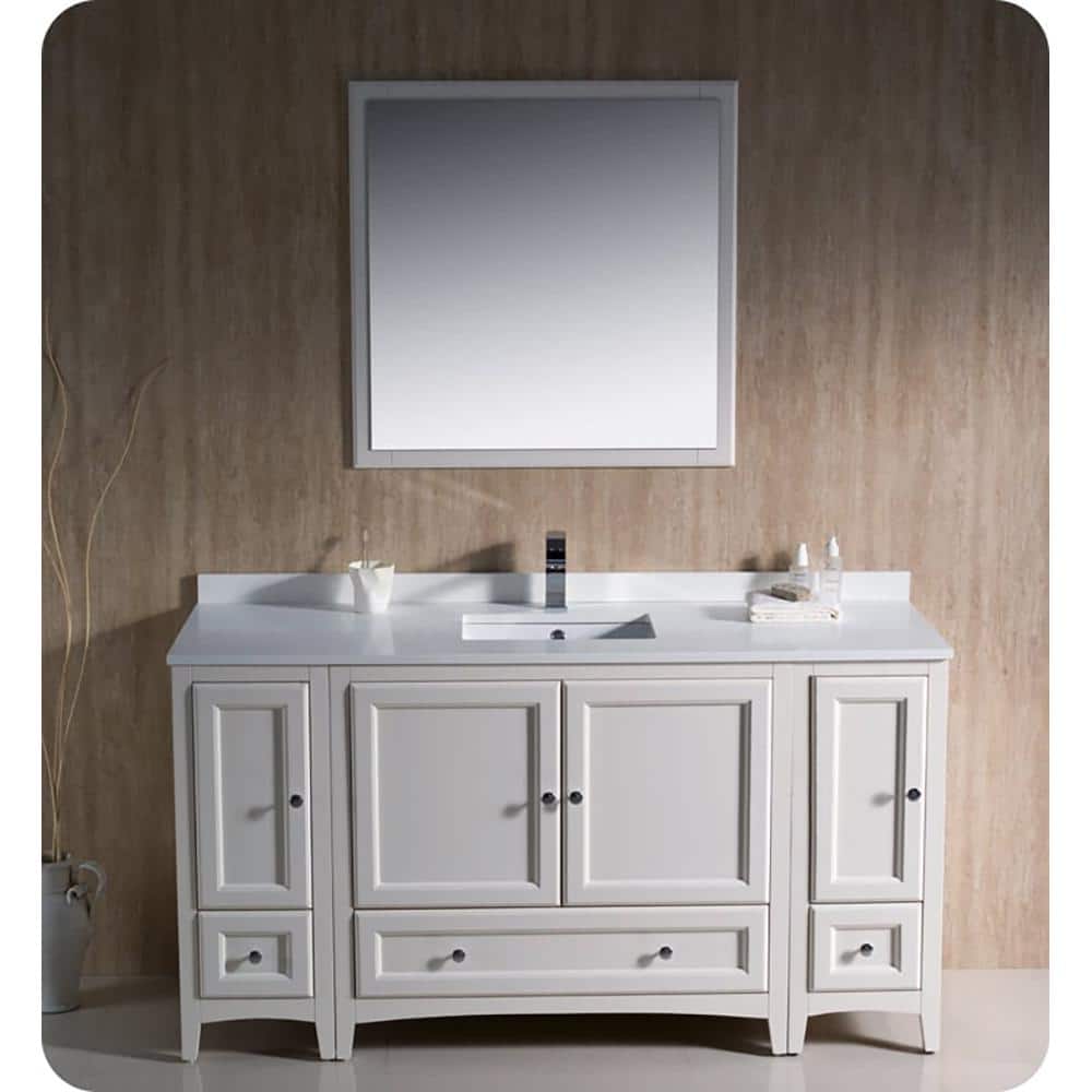 Antique White 59'' Engineered Wood Traditional Bathroom Vanity Cabinet