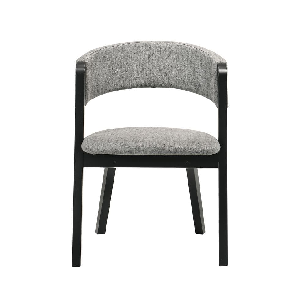 Laredo Walnut Veneer Dining Table with 4 Gray Fabric Chairs