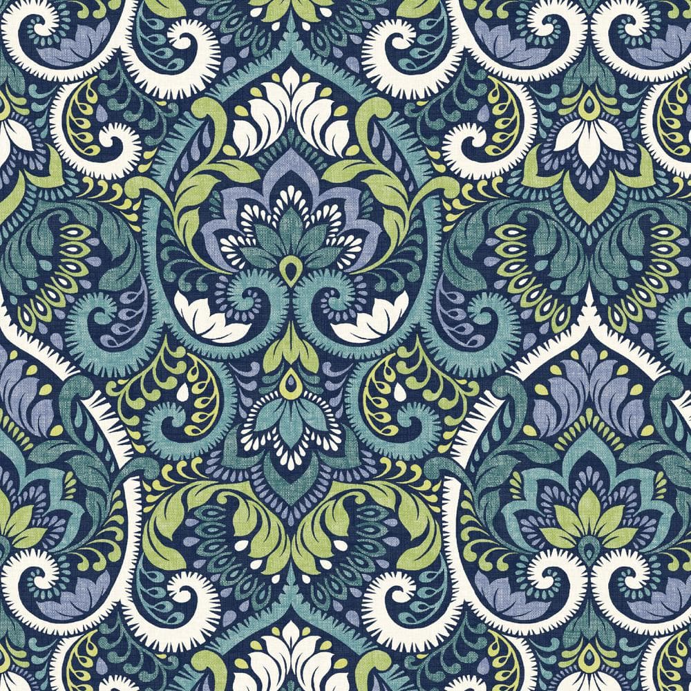 Sapphire Aurora Blue Damask Outdoor Adirondack Chair Cushion