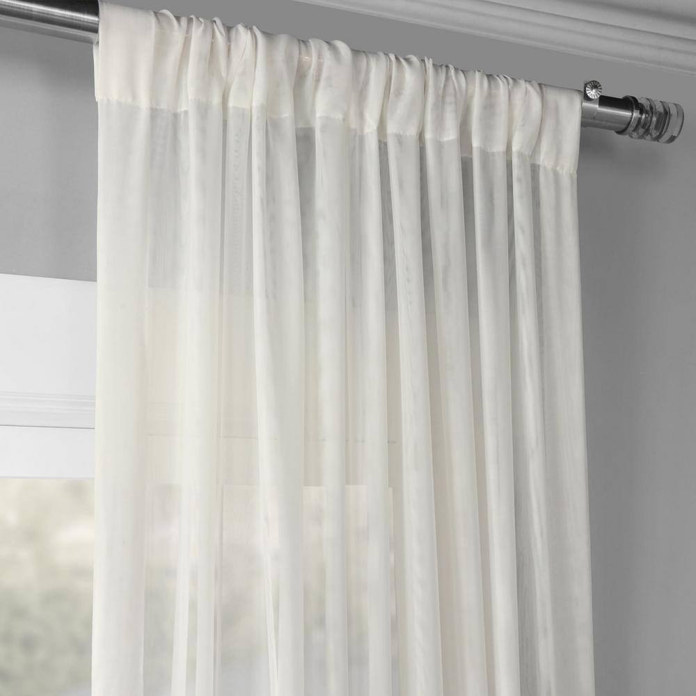 Off-White Double Layered Sheer Polyester Curtain Panel 50" x 120"