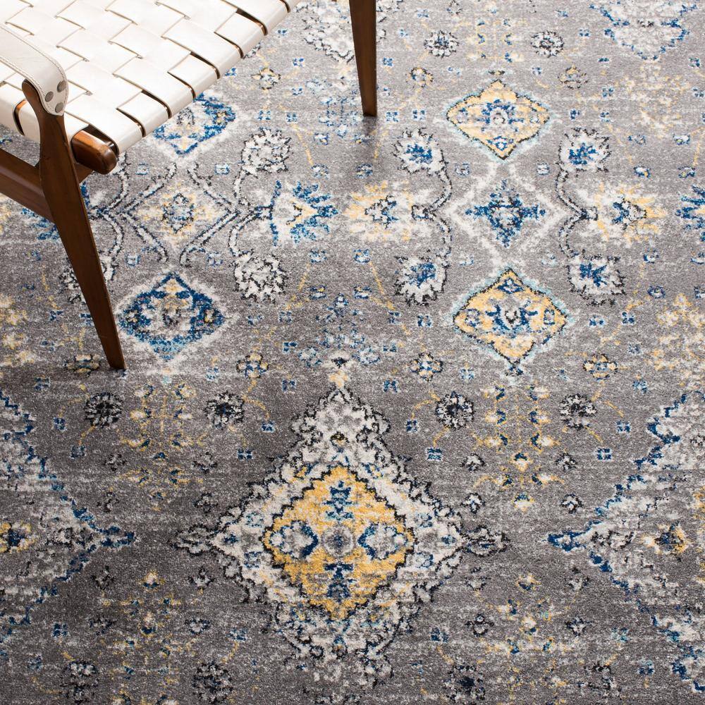 Evoke Dark Grey and Yellow High Pile Synthetic Area Rug