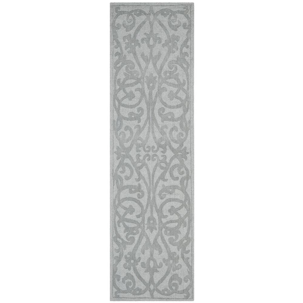 SAFAVIEH Impressions Gray 2 ft. x 12 ft. Border Runner Rug IM341B-212 ...