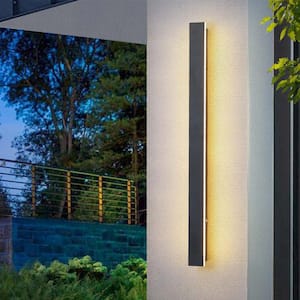39 in. 20-Watt Black Linear Waterproof Integrated LED Wall Sconce, 3000K Warm White