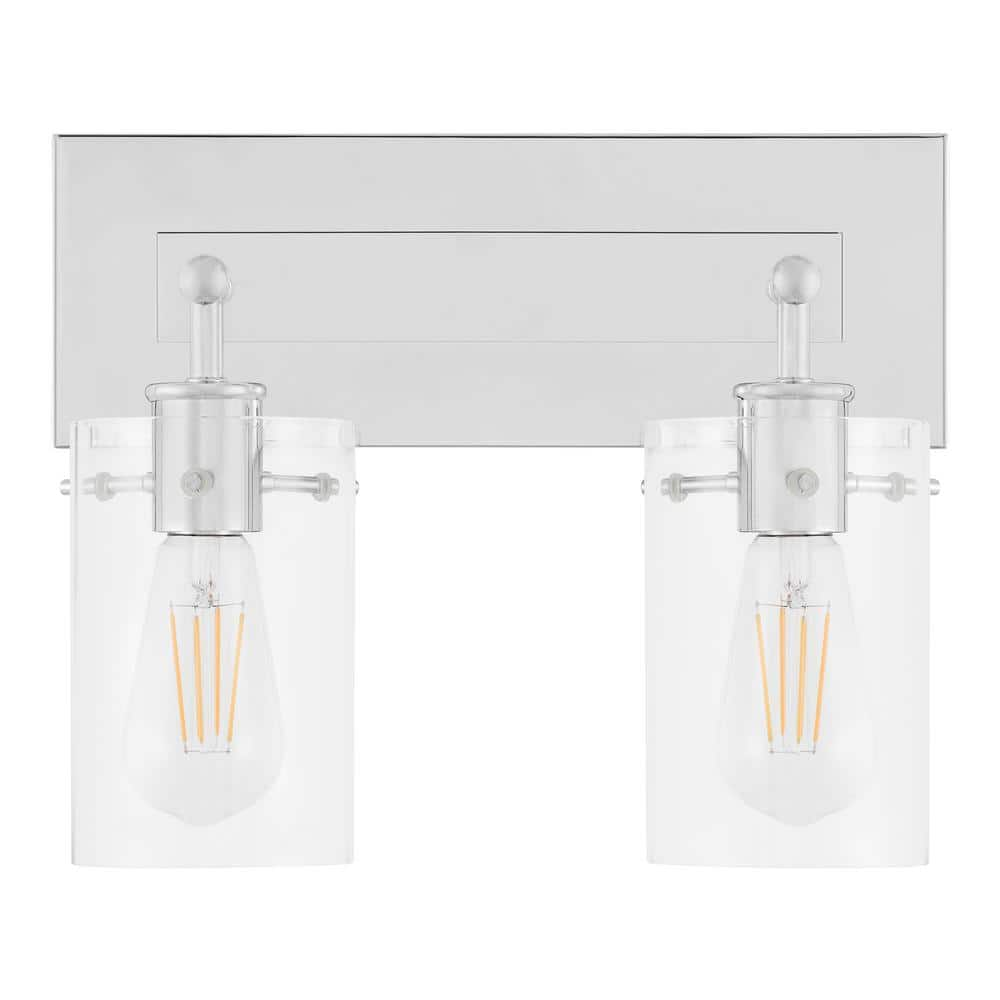 Regan 12.75 in. 2-Light Chrome Bathroom Vanity Light with Clear Glass Shades -  Hampton Bay, DSHD19574V5