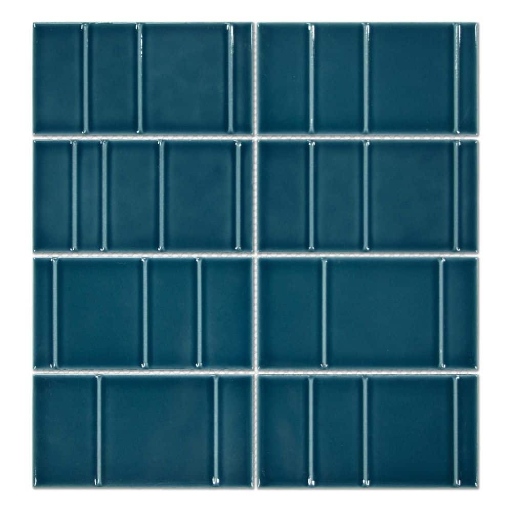 3D Line Blue 12 in. x 12.5 in. Glazed Recycled Glass Handmade Wall Mosaic Tile (5 sq. ft. /Case) price history on PriceWatchPro