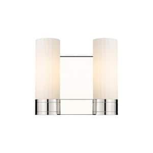 Empire 10.5 in. 2-Light Polished Nickel Wall Sconce with Glass Shade