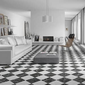 Merzoni Checker Ruzzini 9 in. x 9 in. Porcelain Floor and Wall Take Home Tile Sample