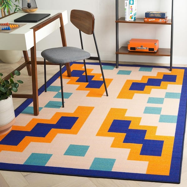 Digital Artifact Orange/Purple 5 ft. x 7 ft. Machine Washable Geometric Cross Area Rug